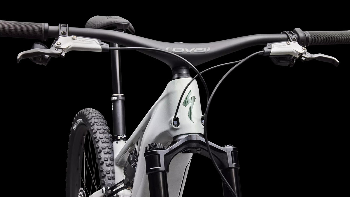 S-Works Turbo Levo R (2027) — Gloss Dolomite / Viavi Silver Green Pearl / Oak Green Metallic — detail 140