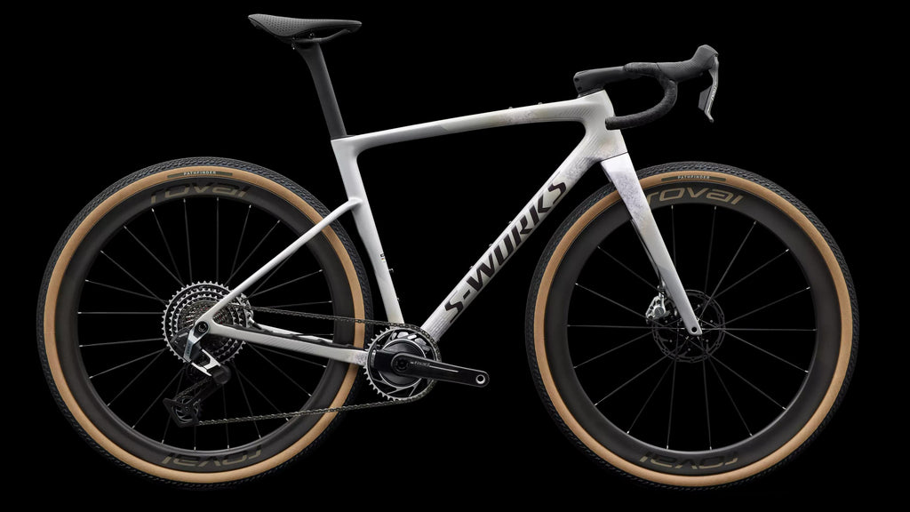 S-Works Crux 5 - SRAM RED XPLR (2027) — Silver Dust/Amethyst Frost/Nebula Metallic — side view