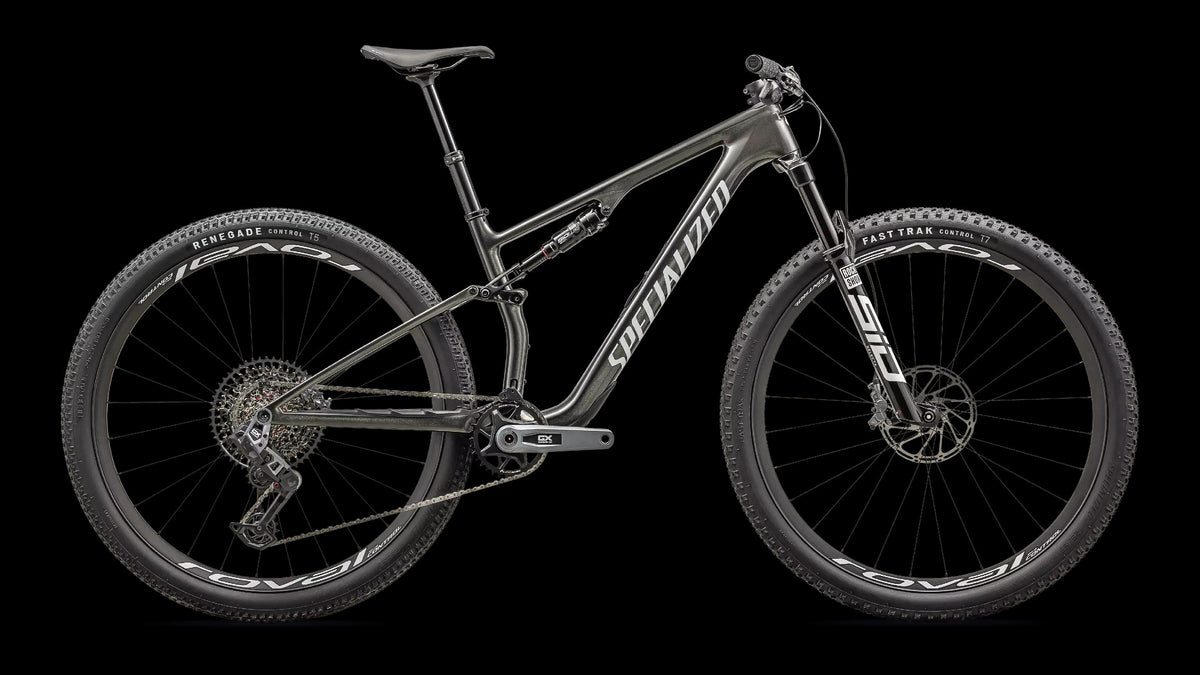 Epic 8 Expert - SRAM GX AXS, RockShox Select+ (2024) — Gloss Carbon/Black Pearl White — side view
