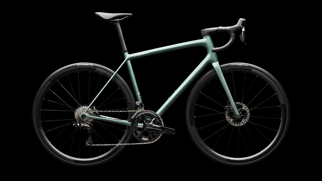 S-Works Aethos 2 - Shimano Dura-Ace Di2 (2026) — Gloss Premium Fjord Metallic / Dolomite Metallic — side view