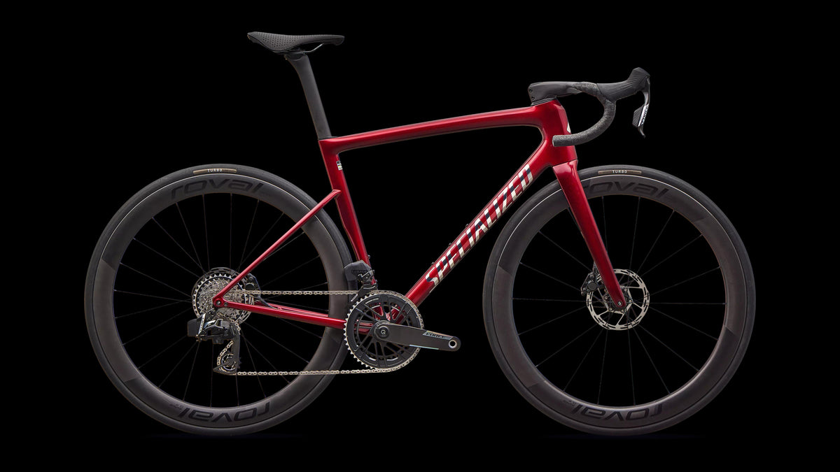 Tarmac SL8 Pro - SRAM Force AXS (2026) — Gloss Red Sky / Chrome — side view