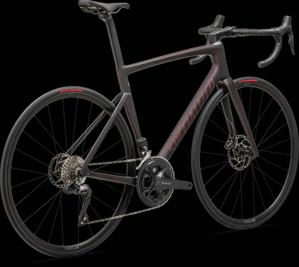 Tarmac SL7 Comp - Shimano 105 Di2 (2024) — Satin Red Tint Over Carbon / Red Sky — detail 30