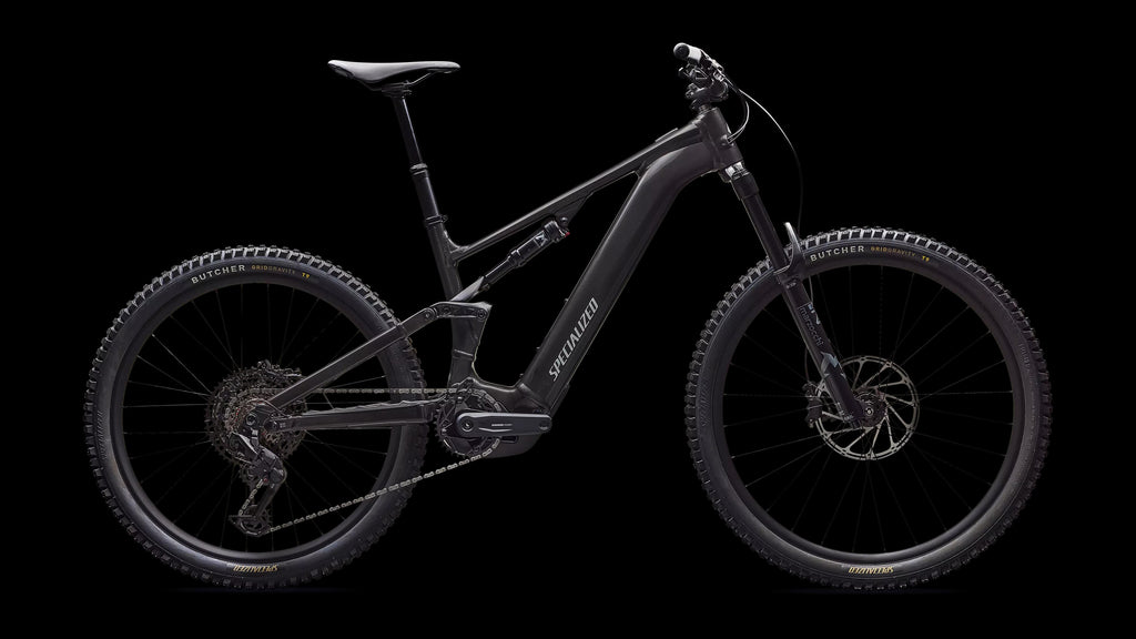 Turbo Levo 4 Alloy (2026) — Gloss Metallic Obsidian / Silver Dust — side view