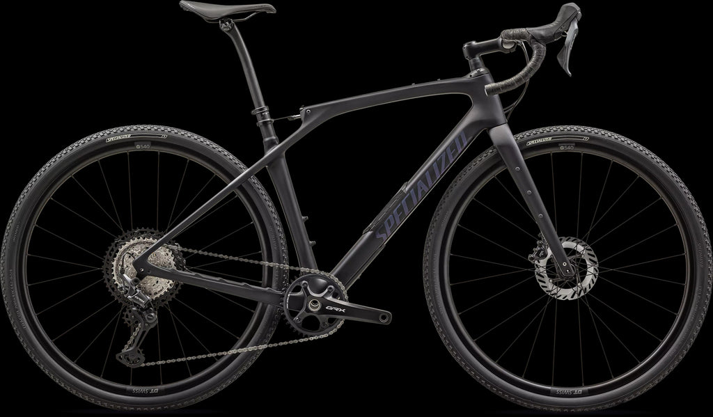 Diverge STR Comp - Shimano GRX (2024) — Satin Metallic Midnight Shadow / Violet Ghost Pearl — side view