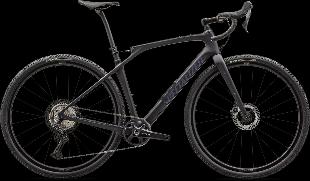 Diverge STR Comp - Shimano GRX (2024) — Satin Metallic Midnight Shadow / Violet Ghost Pearl — side view
