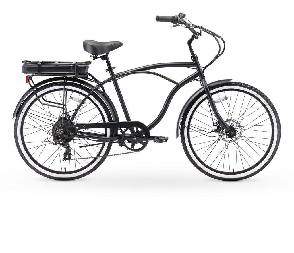 sixthreezero Around the Block Men's 26" 500W 7 Speed Electric Beach Cruiser Bicycle — product view 1