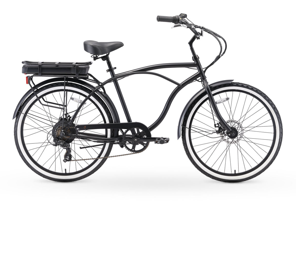 sixthreezero Around the Block Men's 26" 500W 7 Speed Electric Beach Cruiser Bicycle — product view 1