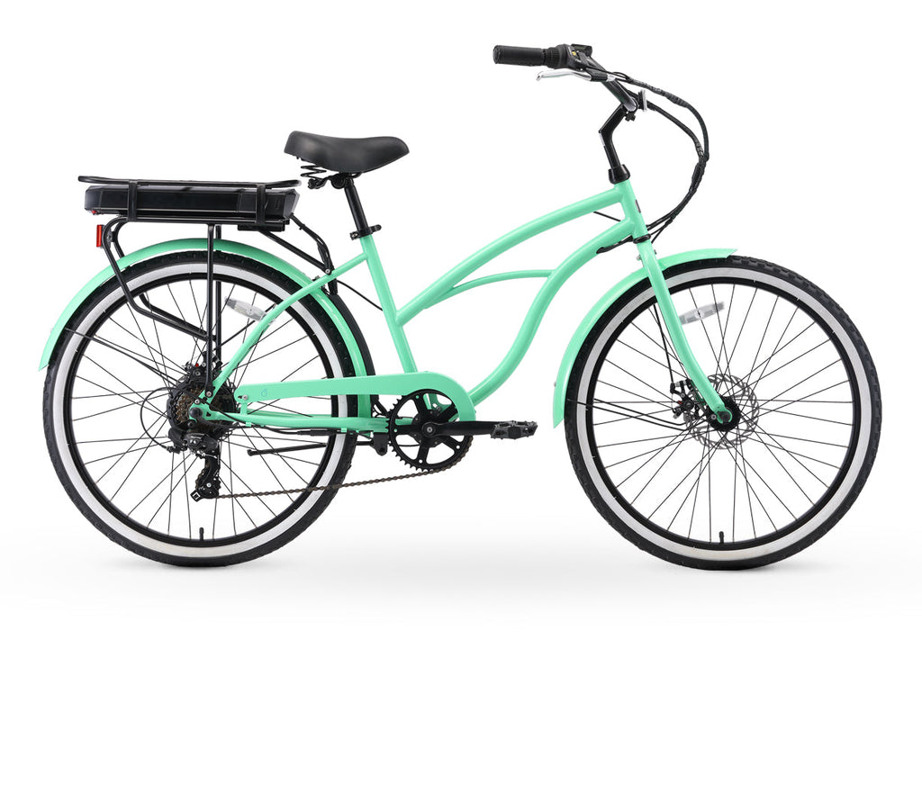 sixthreezero Around the Block Women's 26" 500W 7 Speed Electric Beach Cruiser Bicycle — product view 1