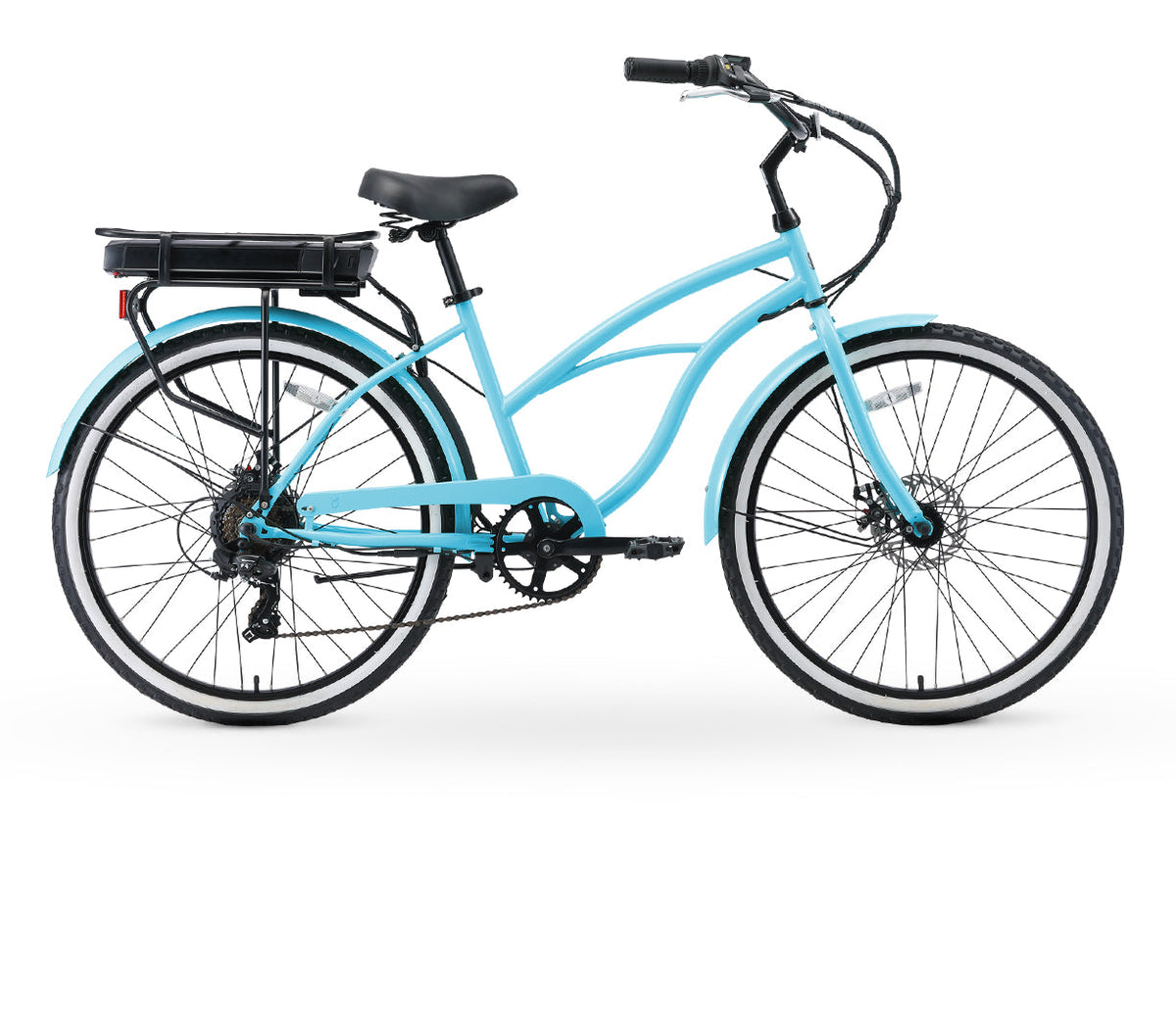 sixthreezero Around the Block Women's 26" 500W 7 Speed Electric Beach Cruiser Bicycle — product view 30