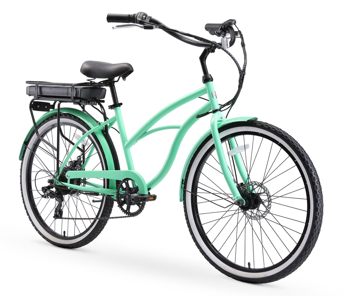 sixthreezero Around the Block Women's 26" 500W 7 Speed Electric Beach Cruiser Bicycle — product view 2