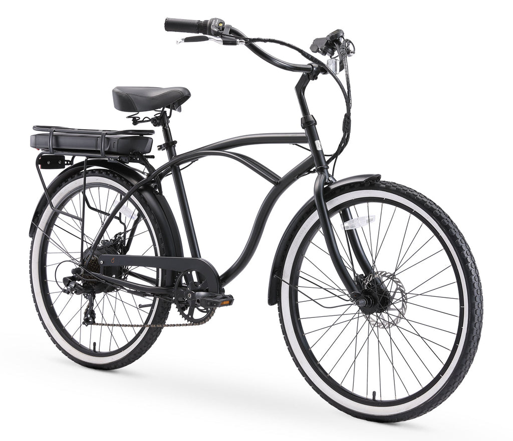 sixthreezero Around the Block Men's 26" 500W 7 Speed Electric Beach Cruiser Bicycle — product view 2