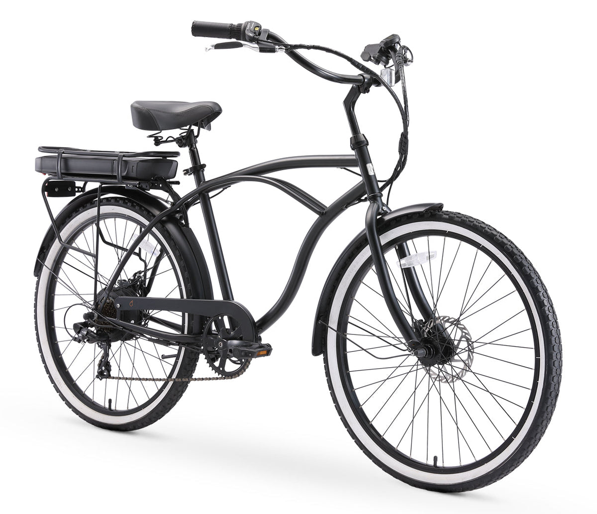sixthreezero Around the Block Men's 26" 500W 7 Speed Electric Beach Cruiser Bicycle — product view 2
