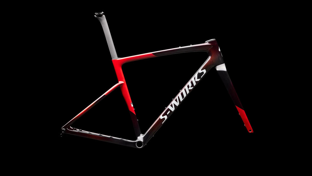 S-Works Crux 5 Frameset - FACT 12r Carbon (2027) — Cayenne Metallic/Red Tint/White Silver Metallic — side view