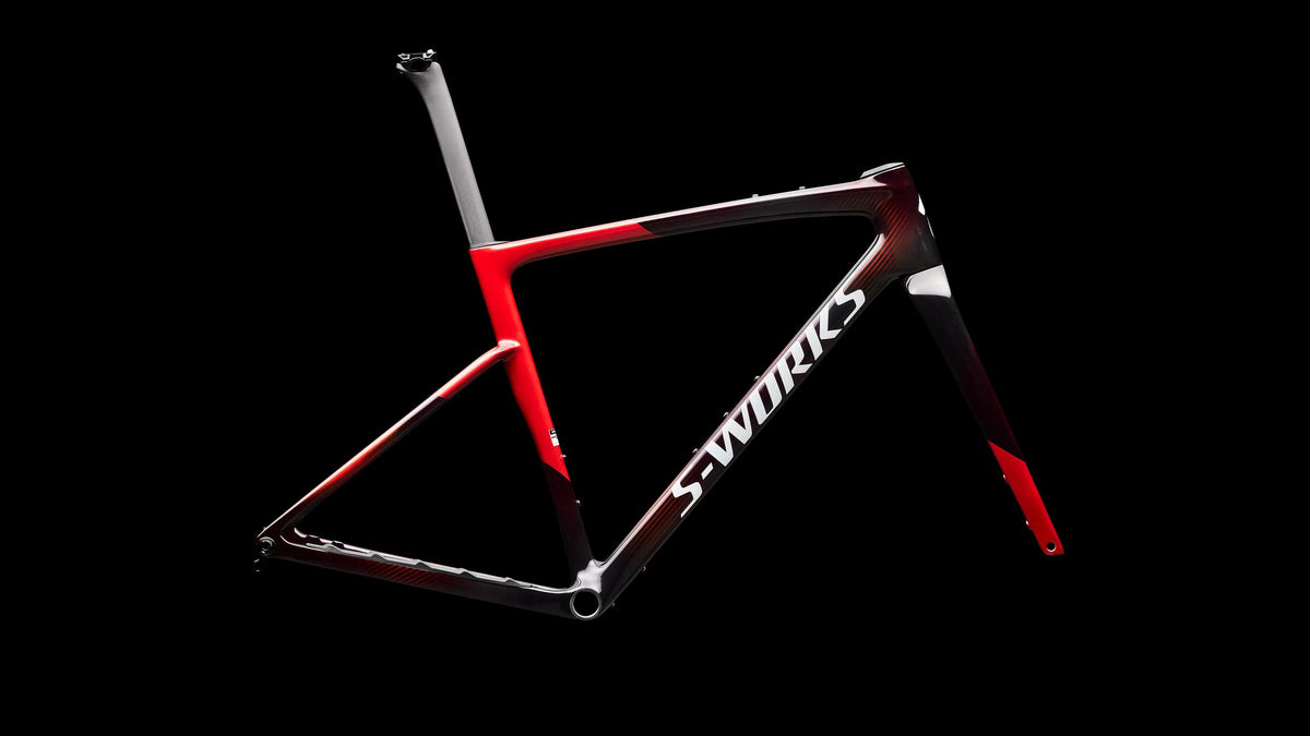 S-Works Crux 5 Frameset - FACT 12r Carbon (2027) — Cayenne Metallic/Red Tint/White Silver Metallic — side view