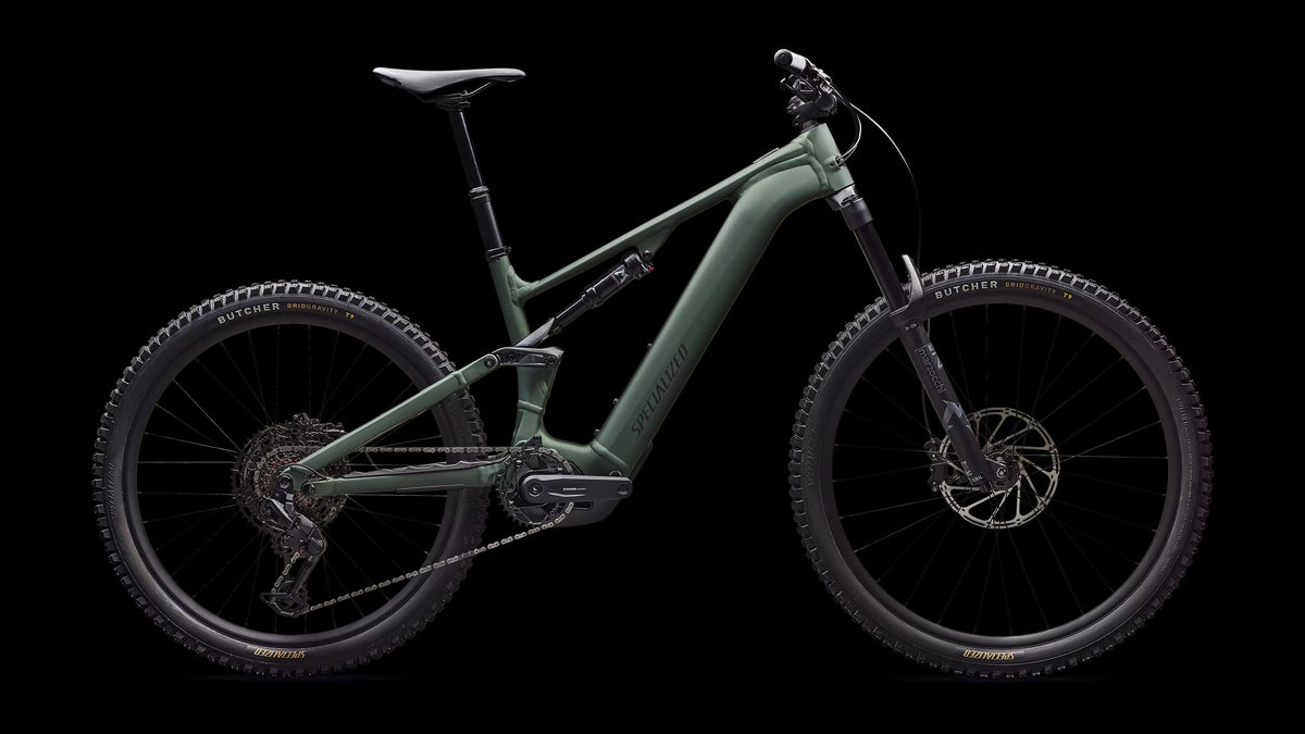 Turbo Levo 4 Alloy (2026) — Satin Cypress Metallic / Dark Moss Green — side view