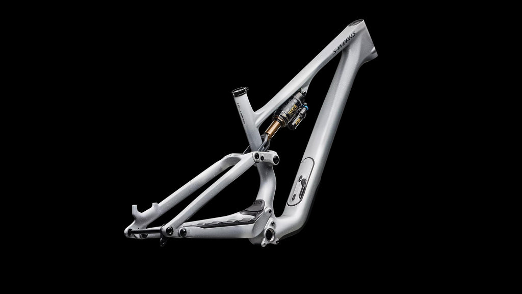 S-Works Stumpjumper 15 EVO Frameset - FOX FLOAT X GENIE Factory (2026) — Satin Shadow Silver / Ashen Grey / Gloss Black Liquid Metal — detail 60