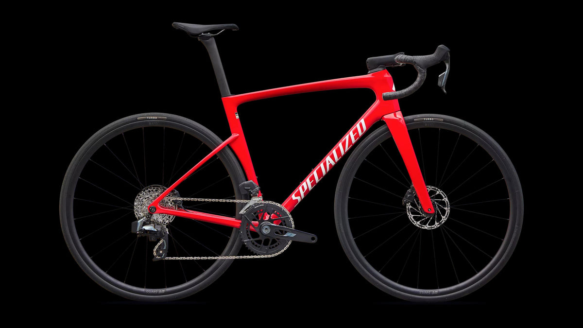 Tarmac SL9 Comp - SRAM Rival AXS (2027) — Gloss Vivid Red / White — side view