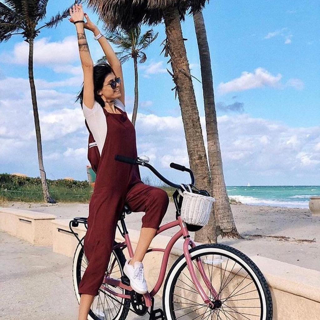 sixthreezero Around the Block Women's 24" 21 Speed Beach Cruiser Bicycle with Rear Rack — product view 30