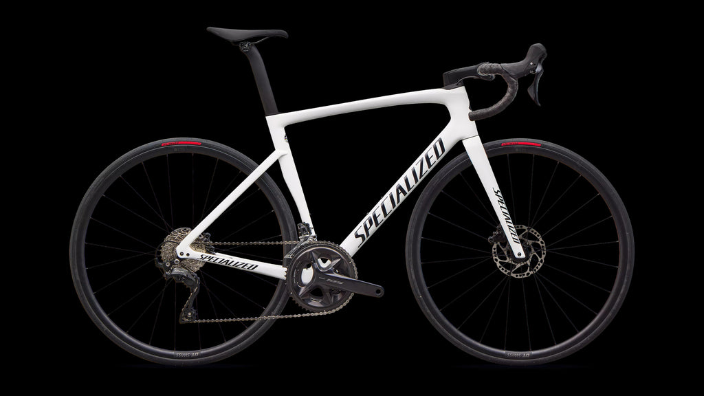 Tarmac SL7 Sport - Shimano 105 (2026) — Gloss White / Dark Navy Metallic — side view
