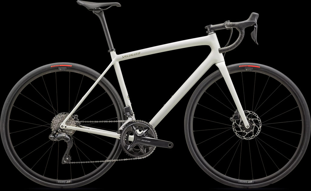 Aethos Comp - Shimano 105 Di2 (2024) — Gloss Dune White Metallic Spruce — side view