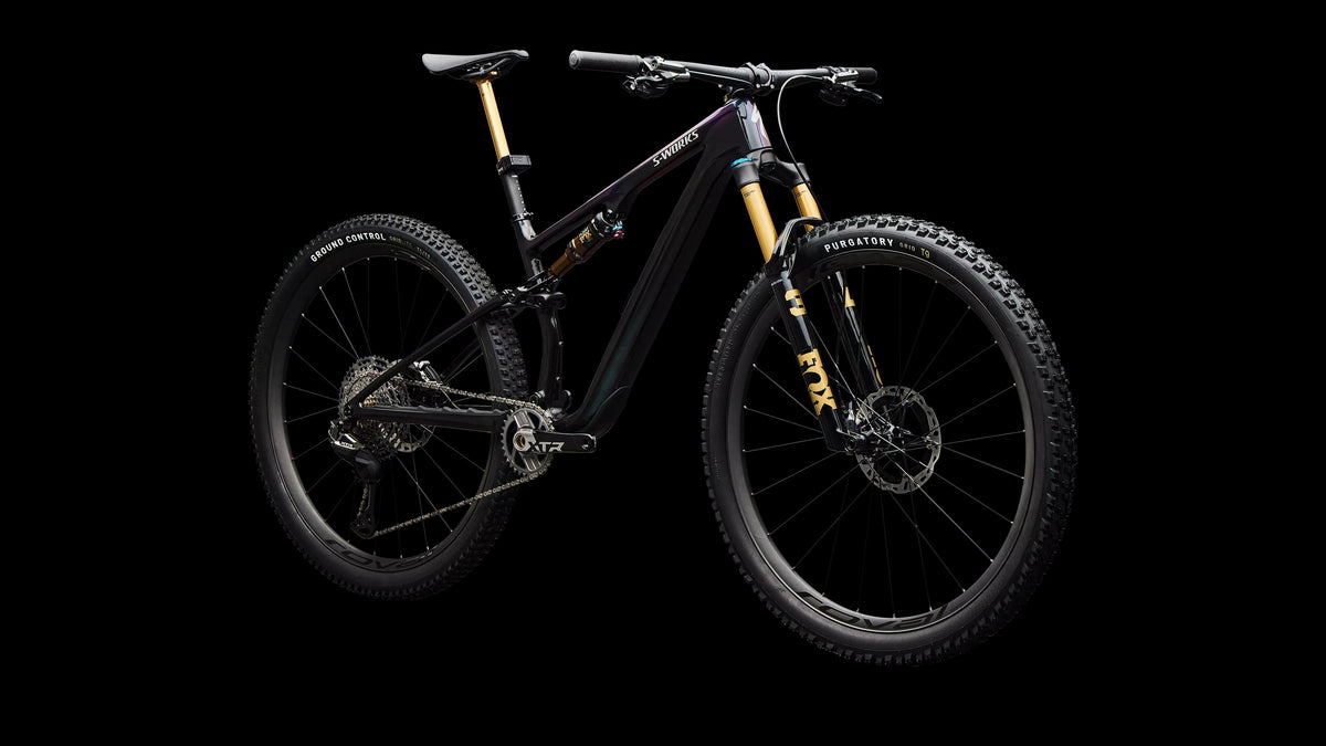 S-Works Epic 8 EVO - Shimano XTR Di2, FOX Factory (2026) — Gloss Carbon / Green to Purple Viavi Fade / Brushed Liquid Metal — detail 90