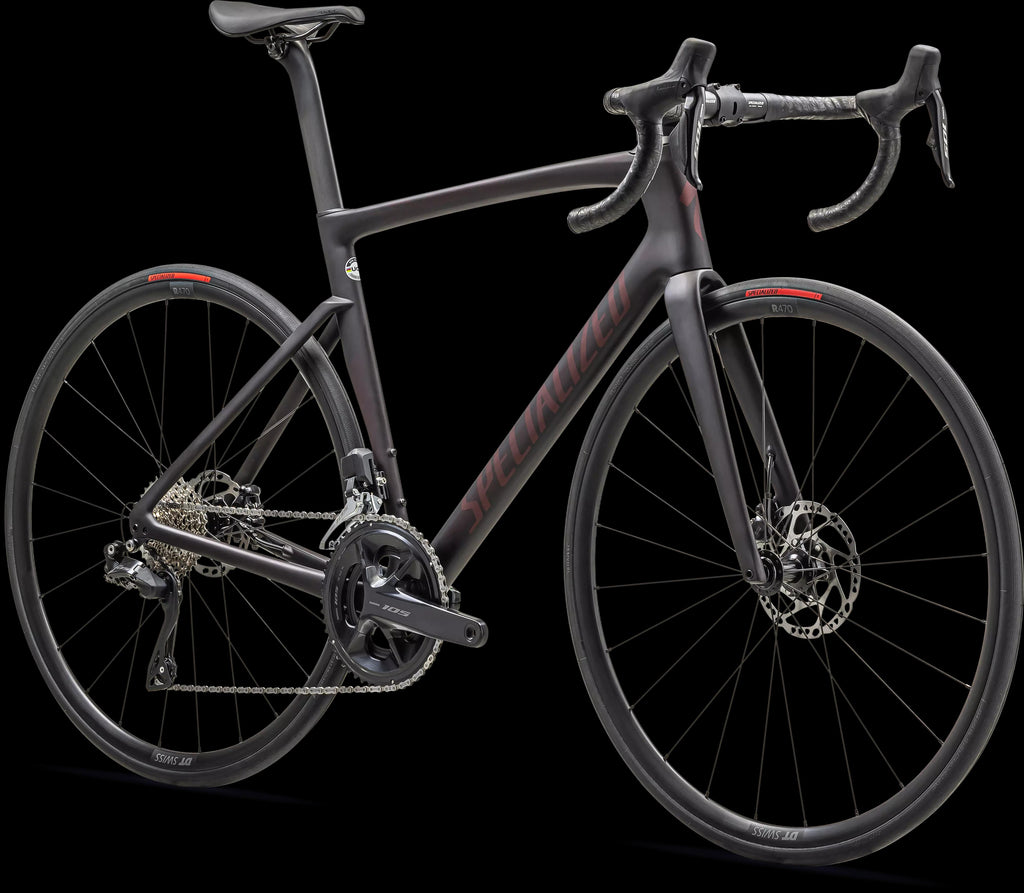 Tarmac SL7 Comp - Shimano 105 Di2 (2024) — Satin Red Tint Over Carbon / Red Sky — detail 20
