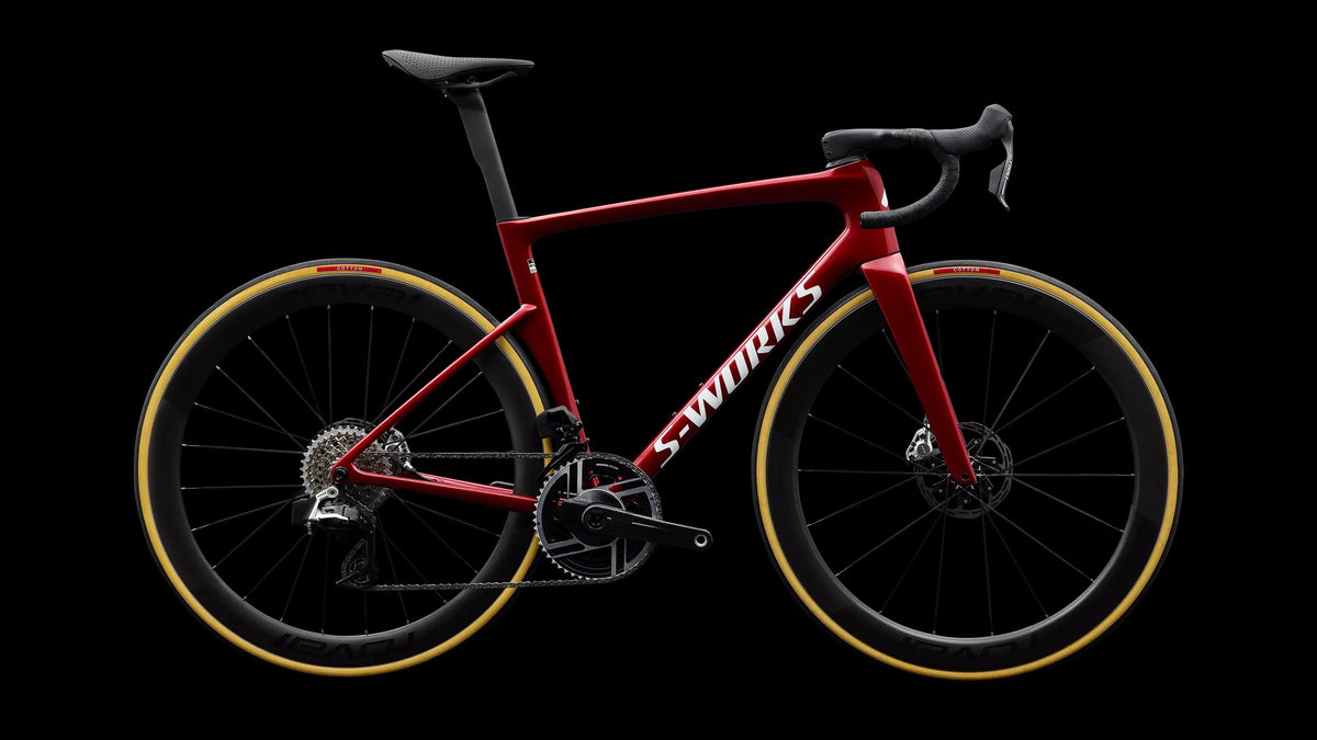 S-Works Tarmac SL9 - SRAM RED AXS (2027) — Gloss Ruby Metallic / White Silver Metallic — side view