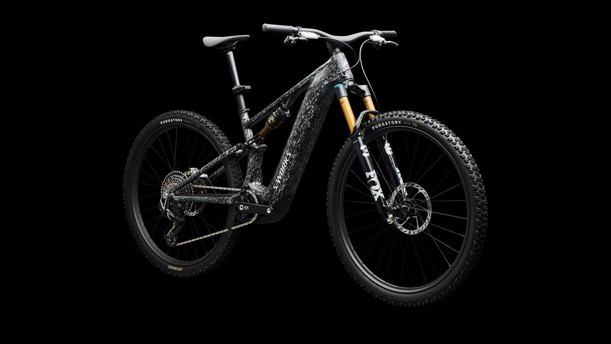S-Works Turbo Levo R (2026) — Gloss Shadow Silver Blended Speckle Over Carbon / Silver Dust — detail 110