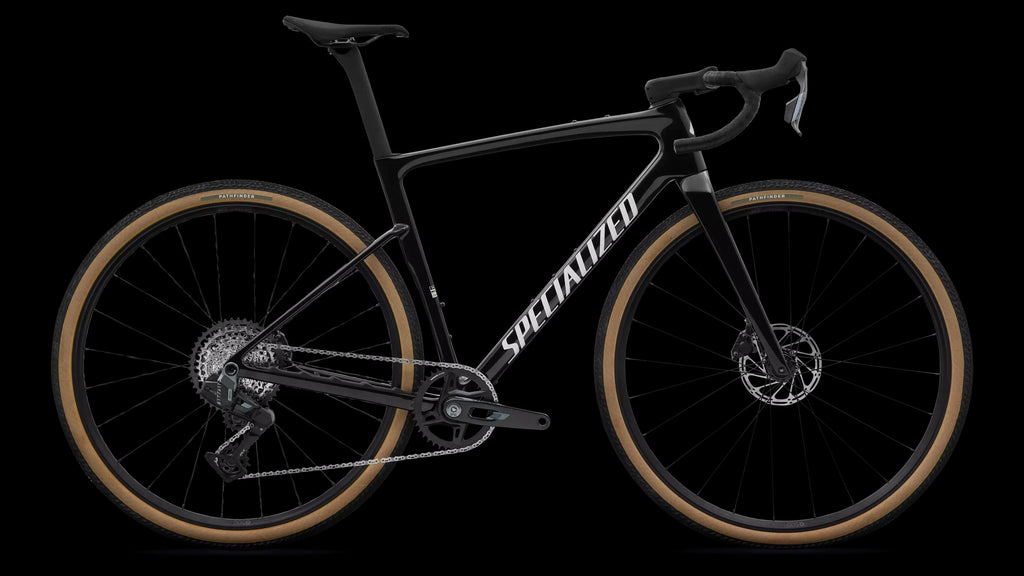 Crux 5 Comp - SRAM Rival XPLR (2027) — Obsidian Metallic/Dune White — side view