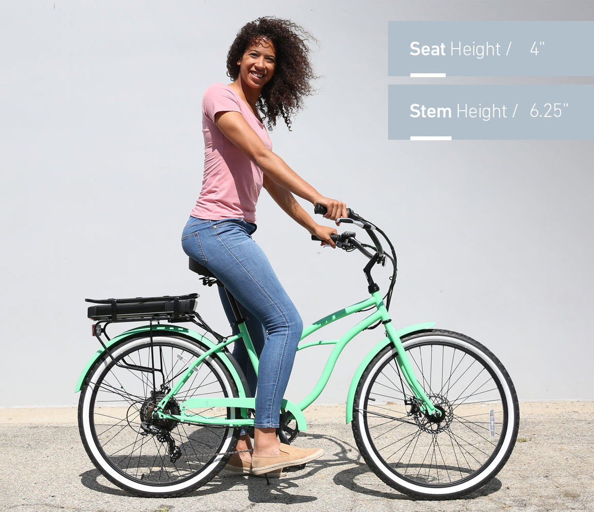 sixthreezero Around the Block Women's 26" 500W 7 Speed Electric Beach Cruiser Bicycle — product view 53
