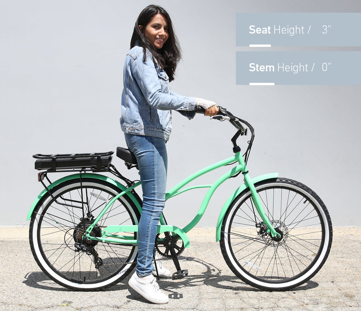 sixthreezero Around the Block Women's 26" 500W 7 Speed Electric Beach Cruiser Bicycle — product view 40