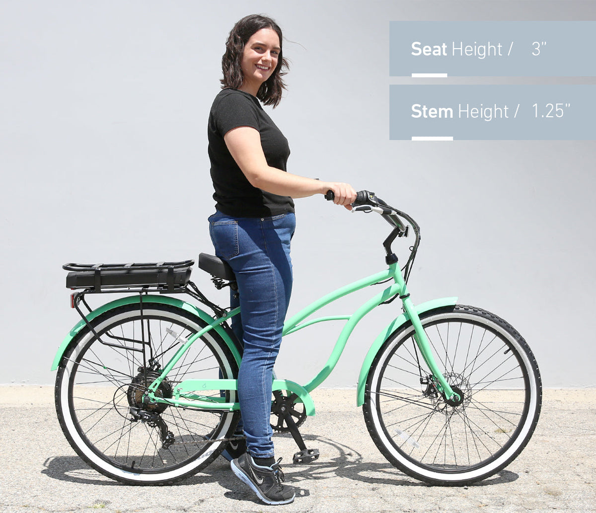 sixthreezero Around the Block Women's 26" 500W 7 Speed Electric Beach Cruiser Bicycle — product view 42