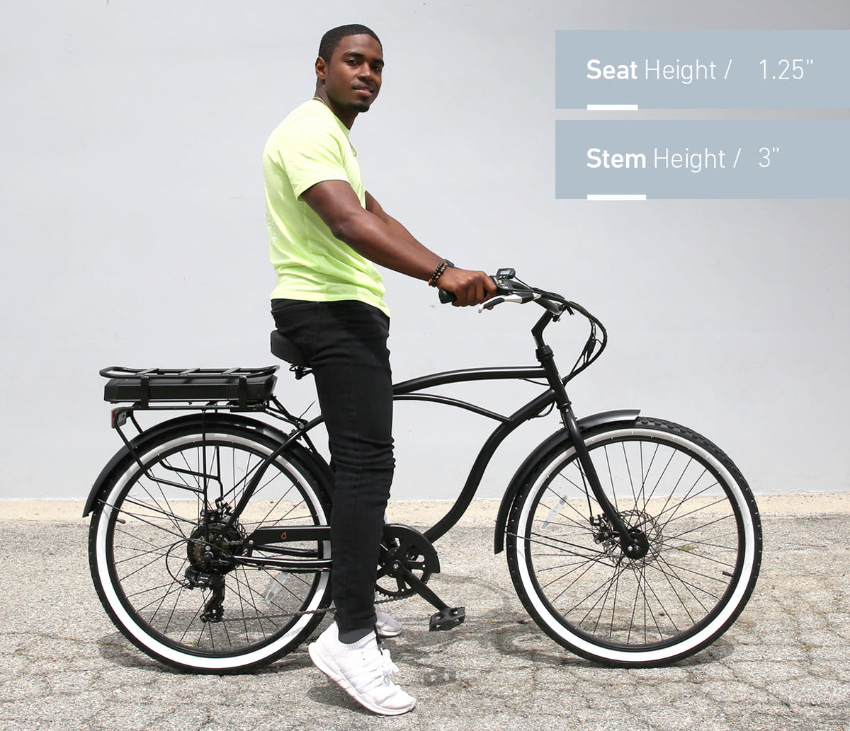 sixthreezero Around the Block Men's 26" 500W 7 Speed Electric Beach Cruiser Bicycle — product view 25