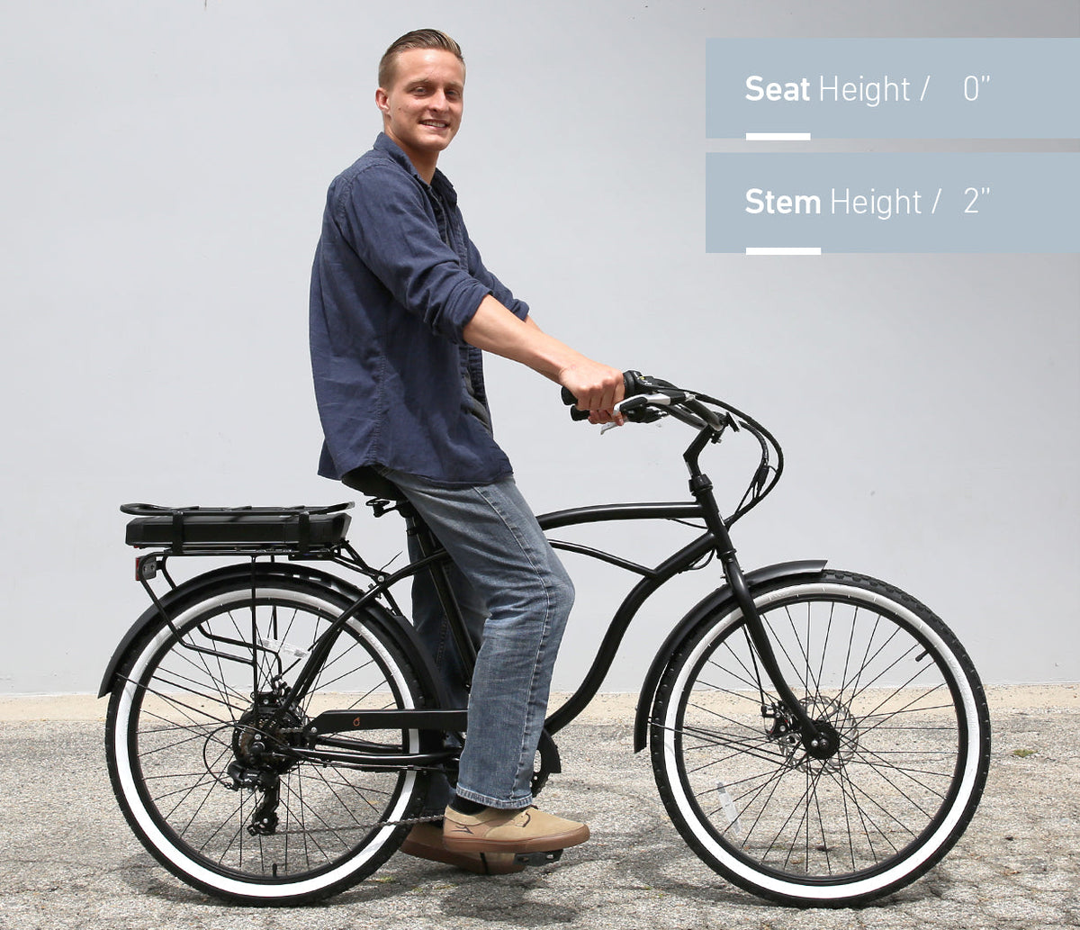 sixthreezero Around the Block Men's 26" 500W 7 Speed Electric Beach Cruiser Bicycle — product view 26