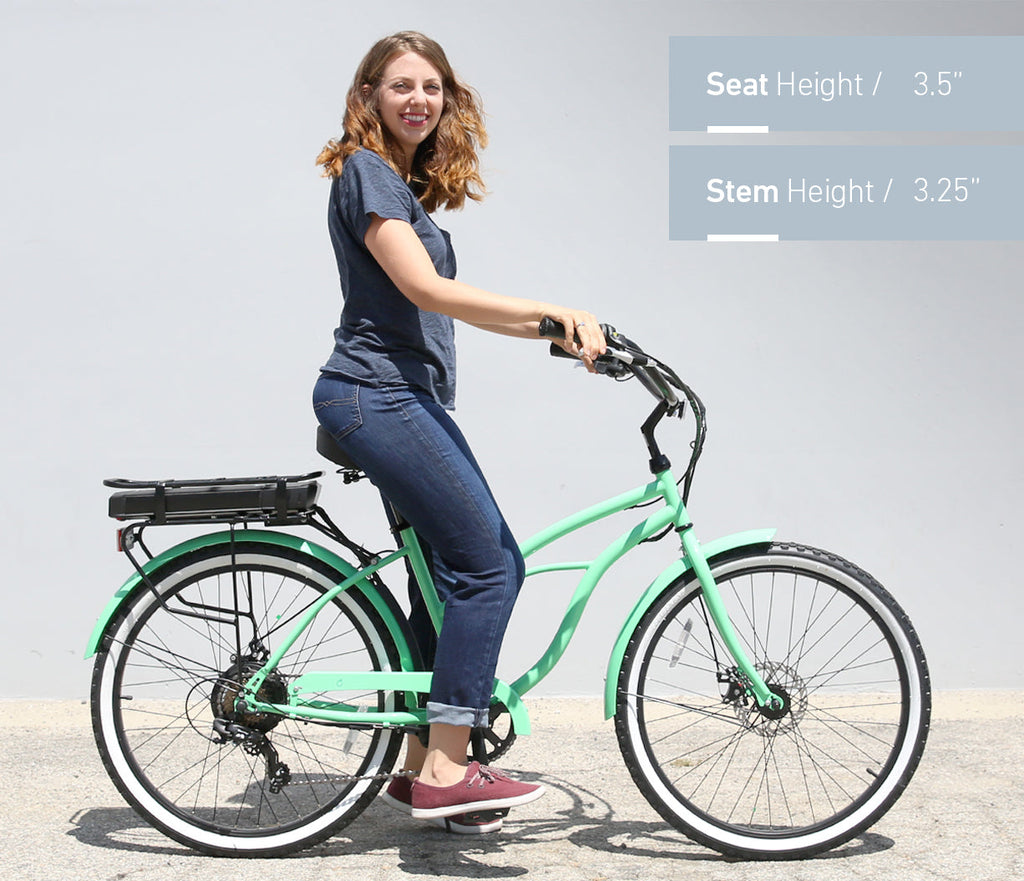 sixthreezero Around the Block Women's 26" 500W 7 Speed Electric Beach Cruiser Bicycle — product view 45
