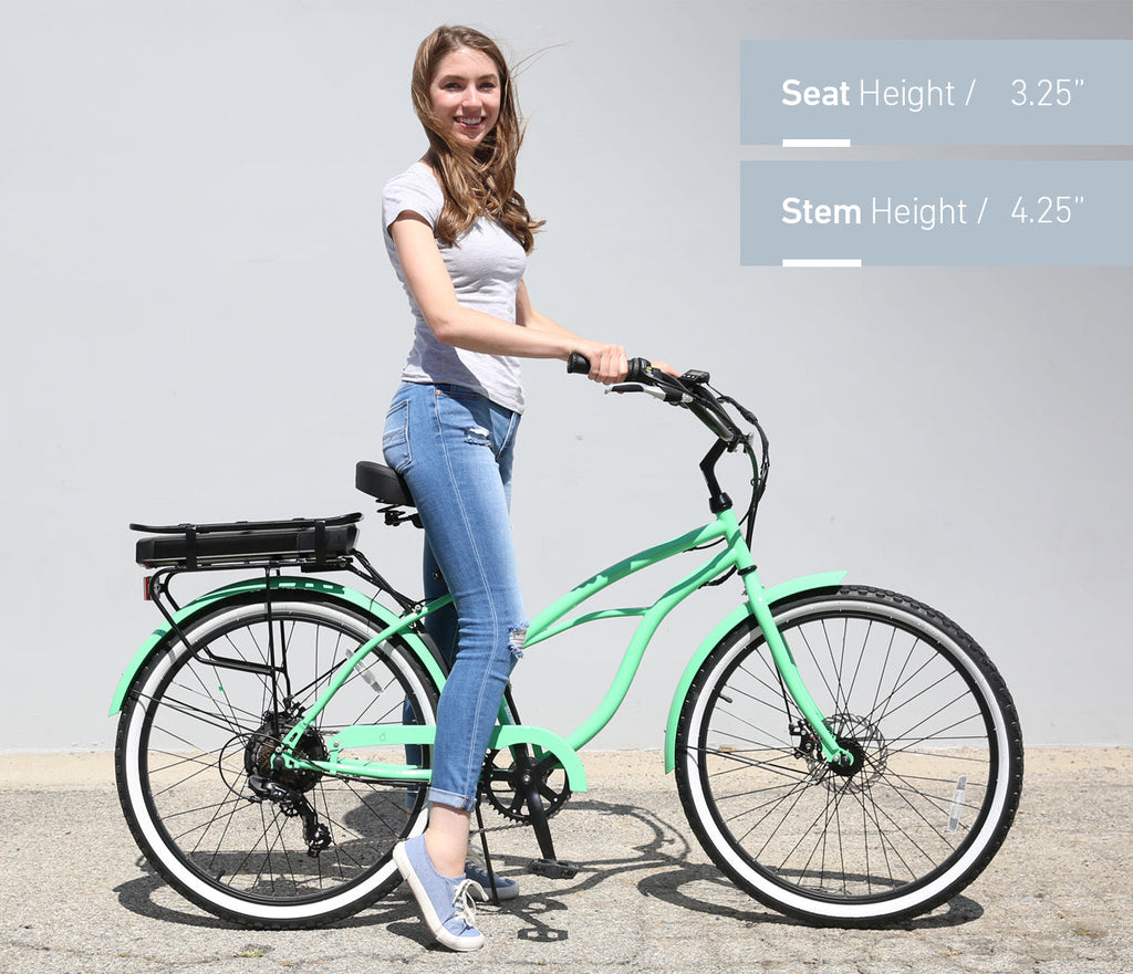 sixthreezero Around the Block Women's 26" 500W 7 Speed Electric Beach Cruiser Bicycle — product view 48