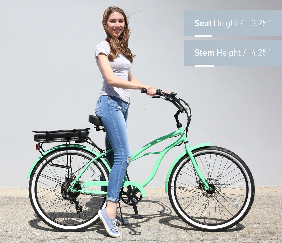 sixthreezero Around the Block Women's 26" 500W 7 Speed Electric Beach Cruiser Bicycle — product view 48