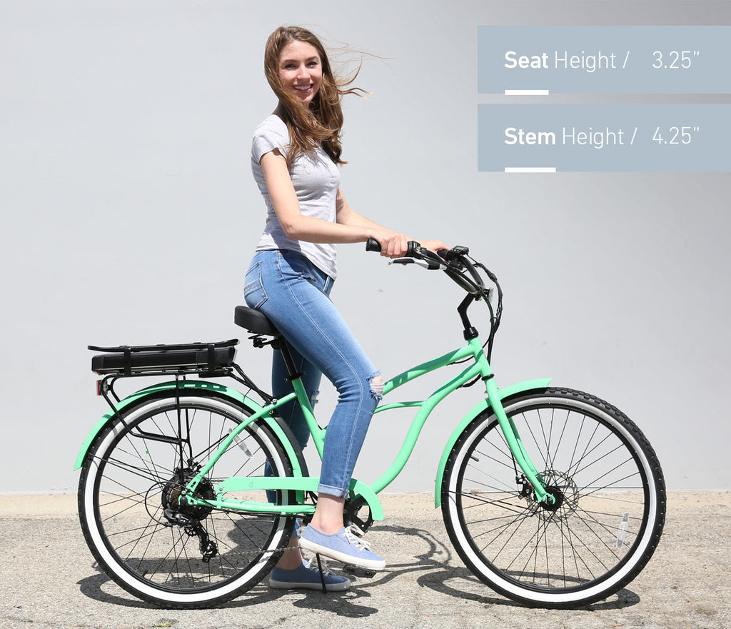 sixthreezero Around the Block Women's 26" 500W 7 Speed Electric Beach Cruiser Bicycle — product view 47