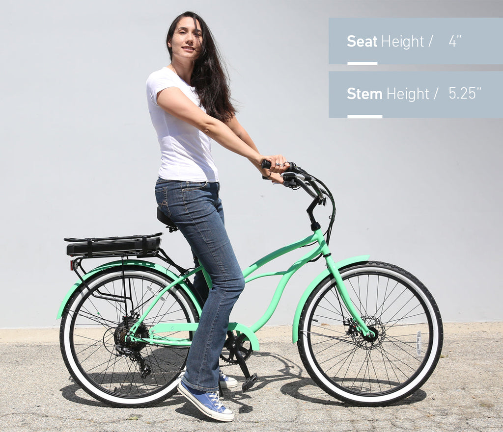 sixthreezero Around the Block Women's 26" 500W 7 Speed Electric Beach Cruiser Bicycle — product view 50