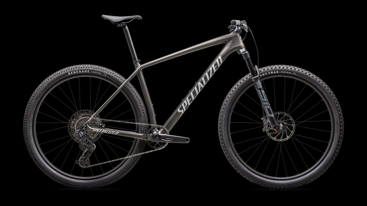Epic Hardtail Comp - SRAM S-1000 AXS, RockShox SID SL (2025) — Satin Gunmetal / Metallic White Silver — side view