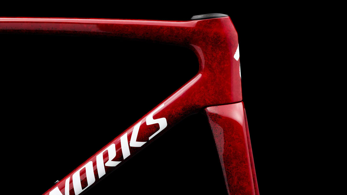 S-Works Tarmac SL9 Frameset - FACT 12r Carbon (2027) — Gloss Vivid Red / Tarmac Black / White Silver Metallic — detail 100