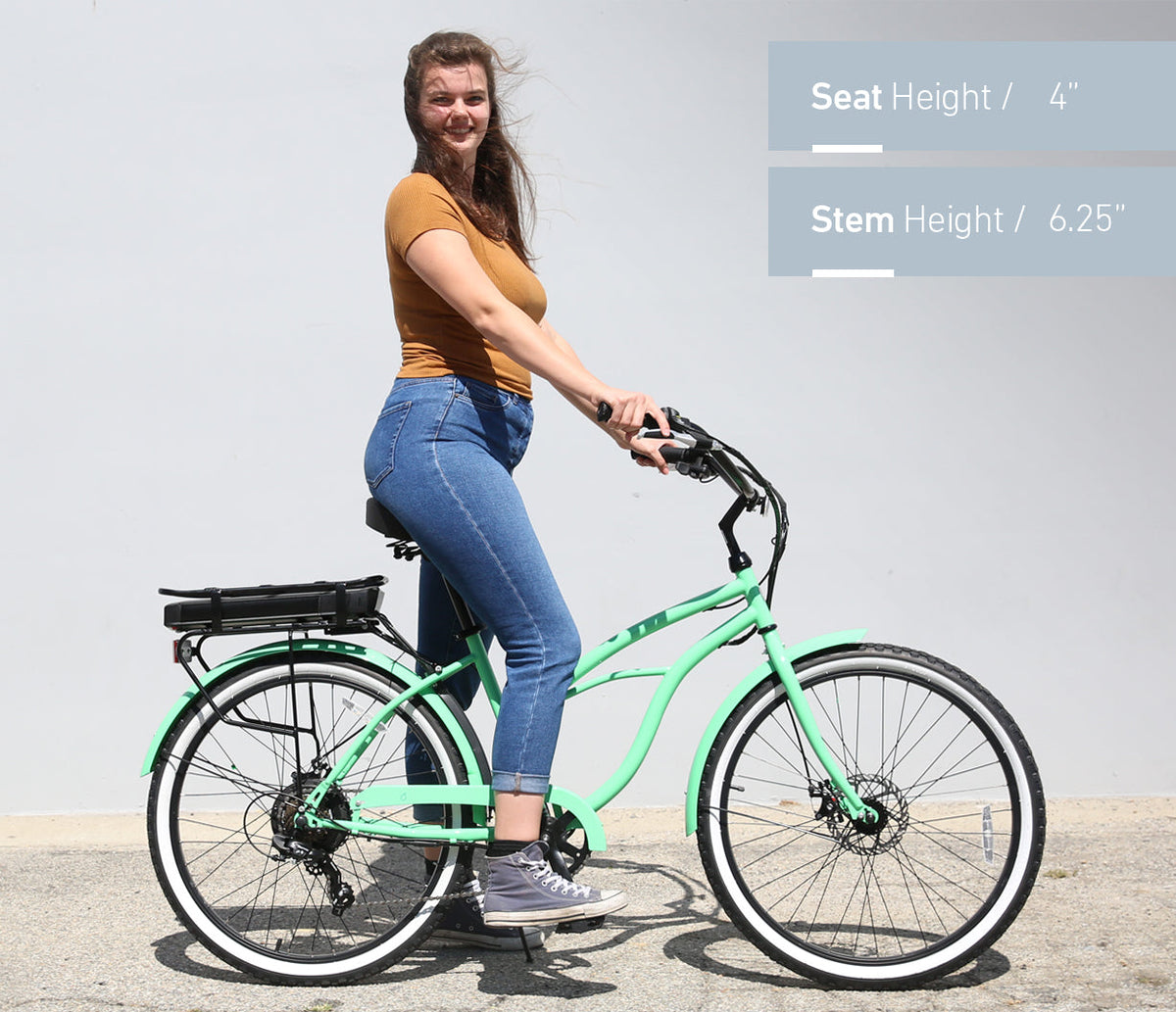 sixthreezero Around the Block Women's 26" 500W 7 Speed Electric Beach Cruiser Bicycle — product view 55