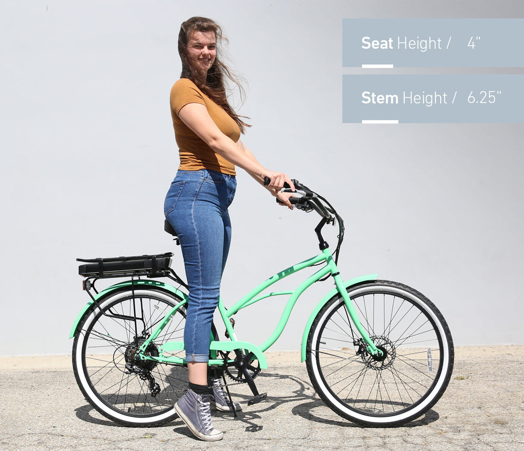 sixthreezero Around the Block Women's 26" 500W 7 Speed Electric Beach Cruiser Bicycle — product view 56