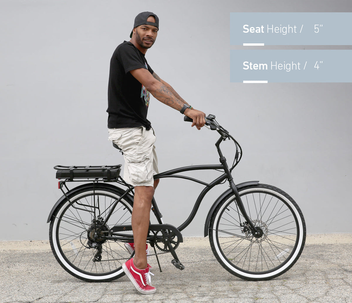 sixthreezero Around the Block Men's 26" 500W 7 Speed Electric Beach Cruiser Bicycle — product view 45