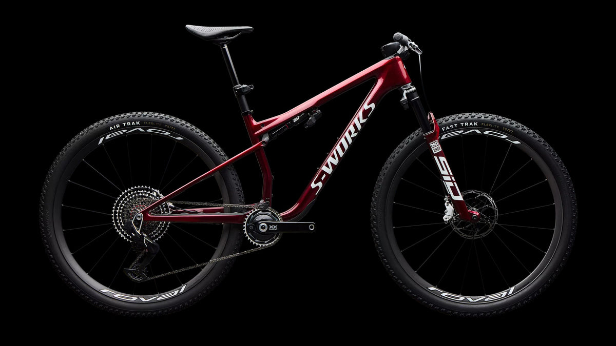 S-Works Epic 9 (2027) — Gloss Red Tint Over Red Reflex Pearl Edge Fade / Metallic White Silver — side view