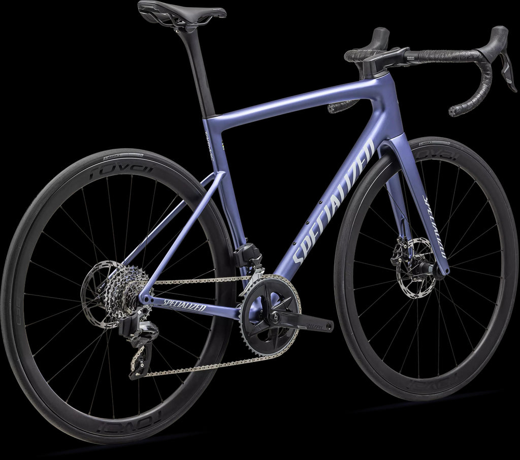 Tarmac SL8 Expert - SRAM Rival AXS (2024) — Satin Powder Indigo Tint Over Silver Dust / White — detail 30