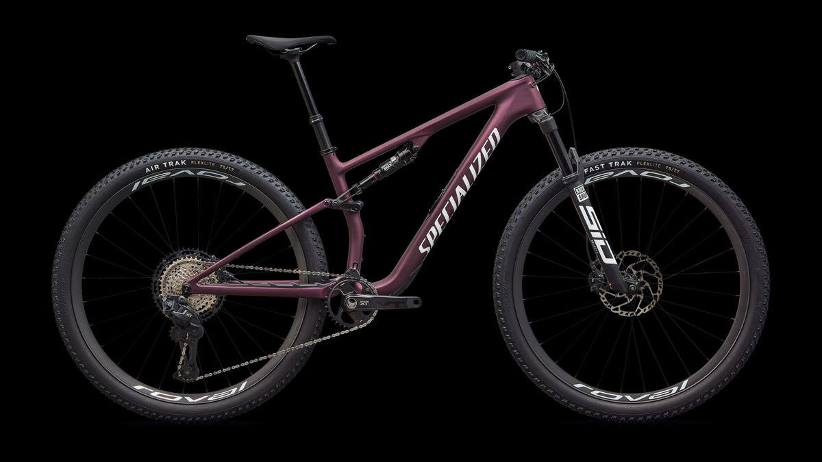 Epic 8 Expert - Shimano XT Di2, RockShox Select+ (2026) — Satin Bordeaux Metallic / White — side view