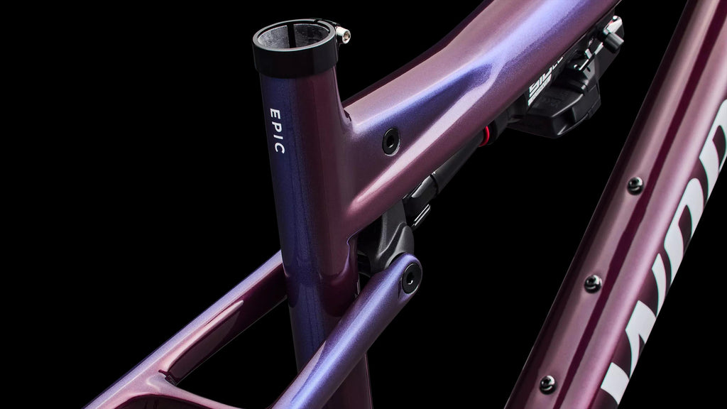 S-Works Epic 9 Frameset (2027) — Gloss Bordeaux Metallic / Blue Pearl Edge Fade / Metallic White Silver — detail 100