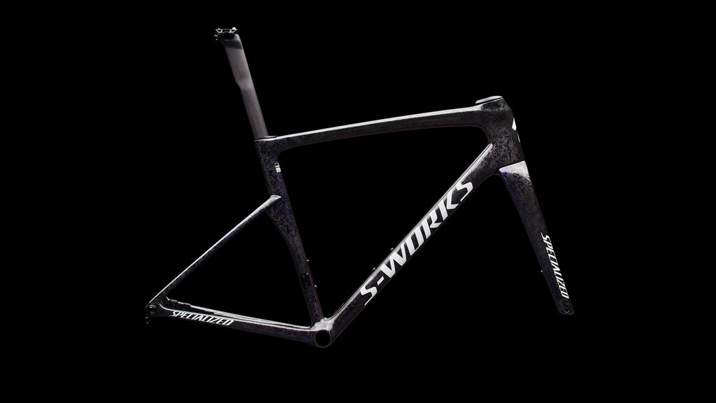 S-Works Tarmac SL9 Frameset - FACT 12r Carbon (2027) — Gloss Carbon / Red To Blue Pearl / White — side view