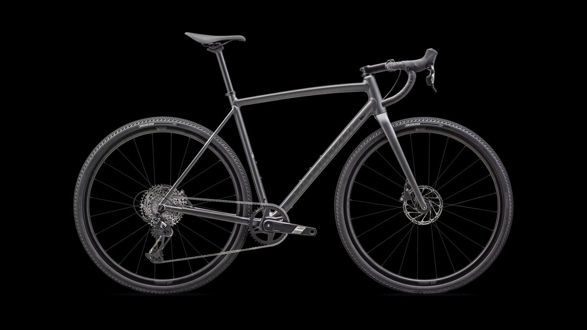 Crux DSW Comp - SRAM Apex XPLR (2025) — Satin Smoke/Oak Green — side view